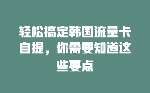 轻松搞定韩国流量卡自提，你需要知道这些要点