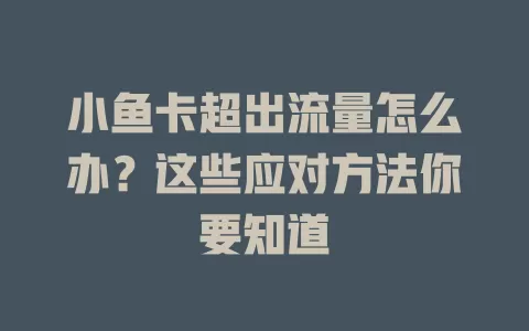 小鱼卡超出流量怎么办？这些应对方法你要知道