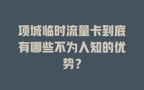 项城临时流量卡到底有哪些不为人知的优势？