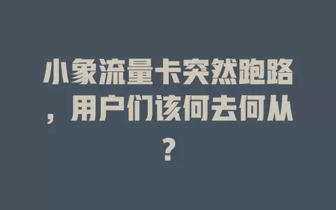 小象流量卡突然跑路，用户们该何去何从？