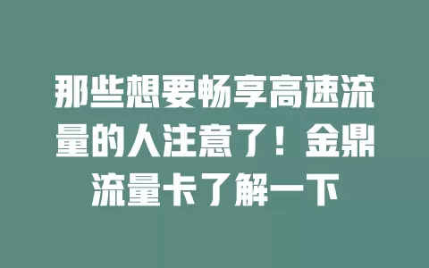 那些想要畅享高速流量的人注意了！金鼎流量卡了解一下