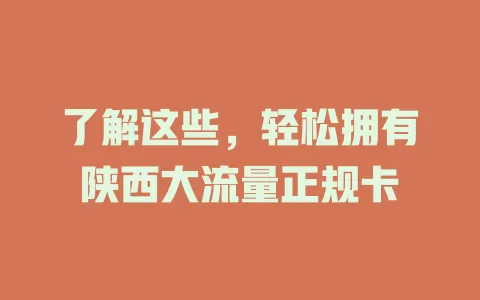 了解这些，轻松拥有陕西大流量正规卡