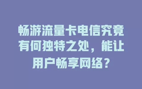 畅游流量卡电信究竟有何独特之处，能让用户畅享网络？