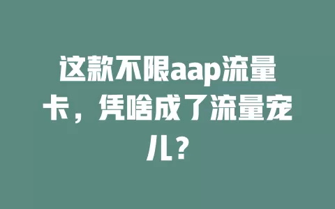 这款不限aap流量卡，凭啥成了流量宠儿？