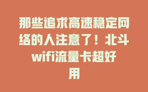 那些追求高速稳定网络的人注意了！北斗wifi流量卡超好用