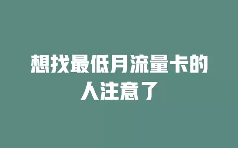 想找最低月流量卡的人注意了