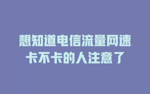 想知道电信流量网速卡不卡的人注意了