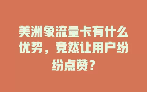 美洲象流量卡有什么优势，竟然让用户纷纷点赞？