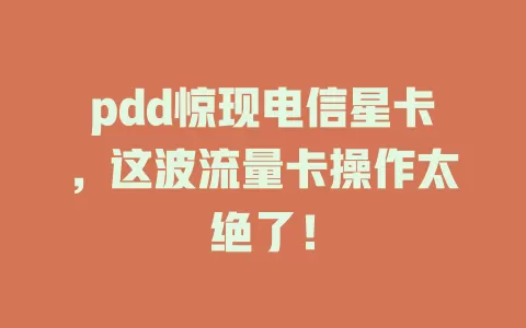 pdd惊现电信星卡，这波流量卡操作太绝了！