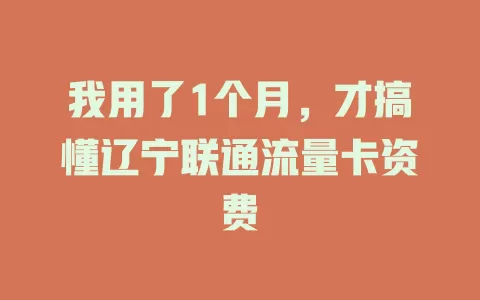 我用了1个月，才搞懂辽宁联通流量卡资费