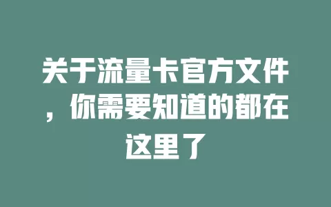 关于流量卡官方文件，你需要知道的都在这里了