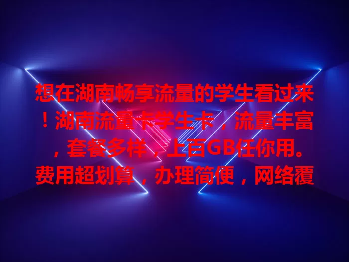 想在湖南畅享流量的学生看过来！湖南流量卡学生卡，流量丰富，套餐多样，上百GB任你用。费用超划算，办理简便，网络覆盖广，客服优质，是学生通信的理想之选！