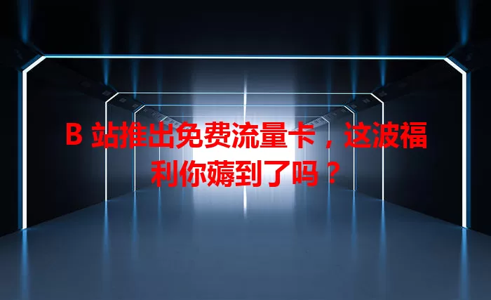 B 站推出免费流量卡，这波福利你薅到了吗？
