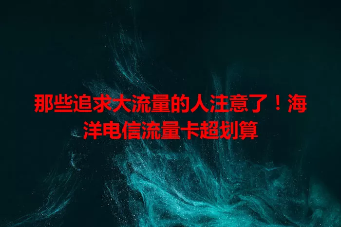 那些追求大流量的人注意了！海洋电信流量卡超划算