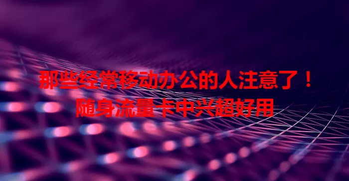 那些经常移动办公的人注意了！随身流量卡中兴超好用