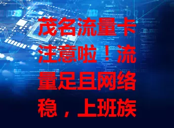 茂名流量卡注意啦！流量足且网络稳，上班族选大流量高性价比的，学生选有优惠的。选时关注套餐、覆盖和费用，选对畅享网络生活