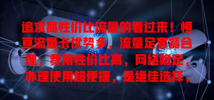 追求高性价比流量的看过来！恒亘流量卡优势多，流量足套餐合理，费用性价比高，网络稳定，办理使用超便捷，是绝佳选择，别犹豫，赶紧开启优质上网之旅！