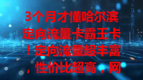 3个月才懂哈尔滨定向流量卡霸王卡！定向流量超丰富，性价比超高，网络稳定，服务贴心，流量困扰户别错过