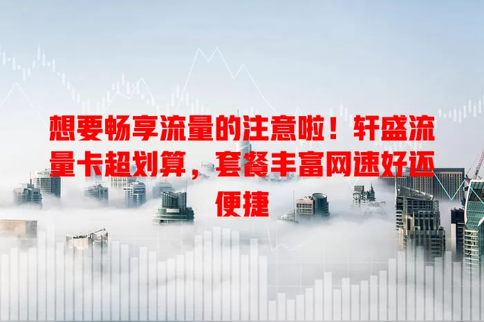 想要畅享流量的注意啦！轩盛流量卡超划算，套餐丰富网速好还便捷