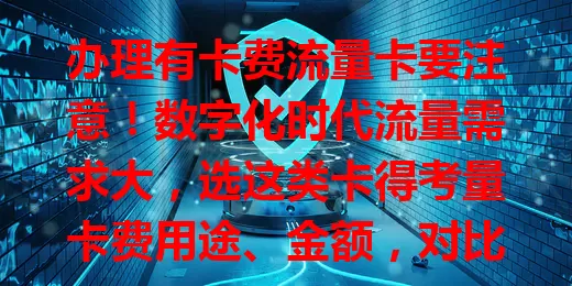 办理有卡费流量卡要注意！数字化时代流量需求大，选这类卡得考量卡费用途、金额，对比套餐优惠，关注退还或抵扣政策，谨慎权衡各因素，选到最适合自己的流量卡。