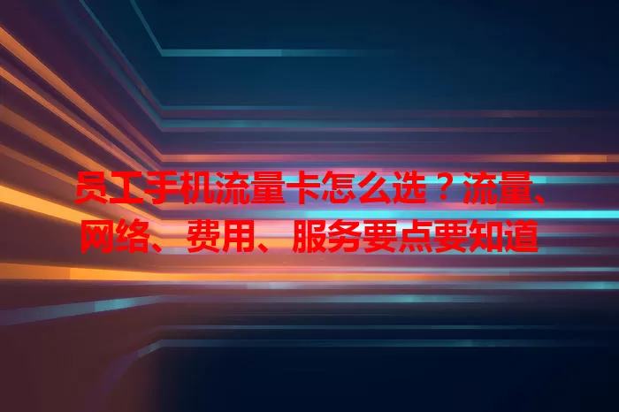 员工手机流量卡怎么选？流量、网络、费用、服务要点要知道