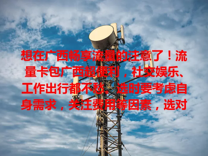 想在广西畅享流量的注意了！流量卡包广西超便利，社交娱乐、工作出行都不愁。选时要考虑自身需求，关注费用等因素，选对就能让生活工作更顺畅。