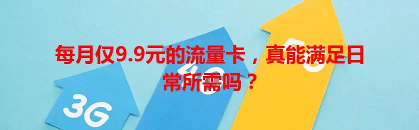 每月仅9.9元的流量卡，真能满足日常所需吗？
