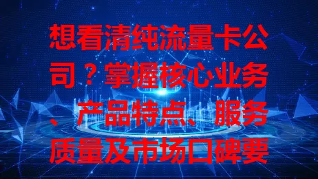 想看清纯流量卡公司？掌握核心业务、产品特点、服务质量及市场口碑要点
