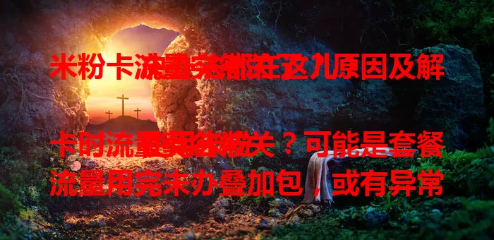 米粉卡流量突然关了？原因及解决办法都在这儿！

使用米粉卡时流量莫名被关？可能是套餐流量用完未办叠加包，或有异常流量行为。流量关了咋办？套餐用完选叠加包，异常就回顾行为，误操作联系客服。日常提前规划，养成好习惯，避免流量突关。