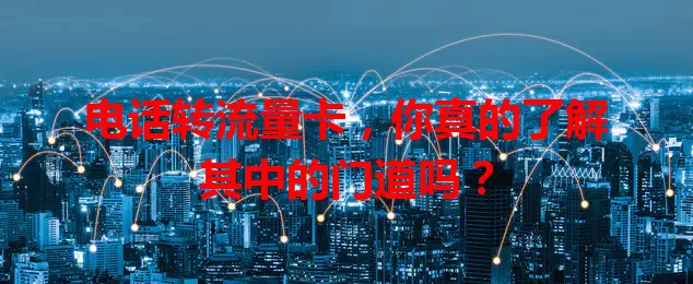 电话转流量卡，你真的了解其中的门道吗？