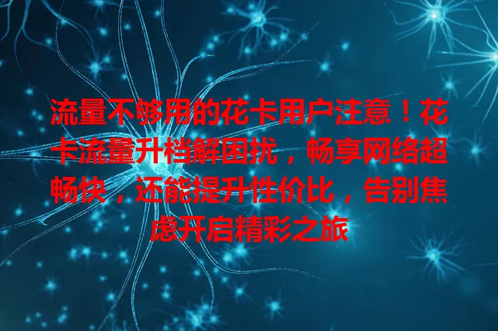 流量不够用的花卡用户注意！花卡流量升档解困扰，畅享网络超畅快，还能提升性价比，告别焦虑开启精彩之旅