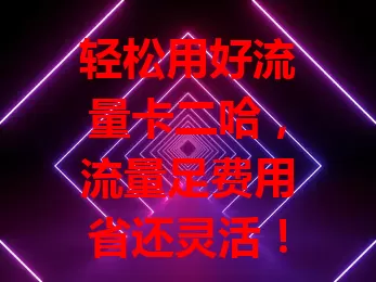轻松用好流量卡二哈，流量足费用省还灵活！4G/5G 网速快，畅享冲浪乐趣。但用前要了解套餐规则，选正规渠道，正确使用就能畅游网络，享受高效愉快上网体验！
