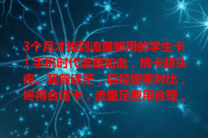 3个月才找到流量够用的学生卡！手机时代流量如血，挑卡超头疼。我曾迷茫，后经摸索对比，终得合适卡，流量足费用合理，为流量发愁的学生快行动！