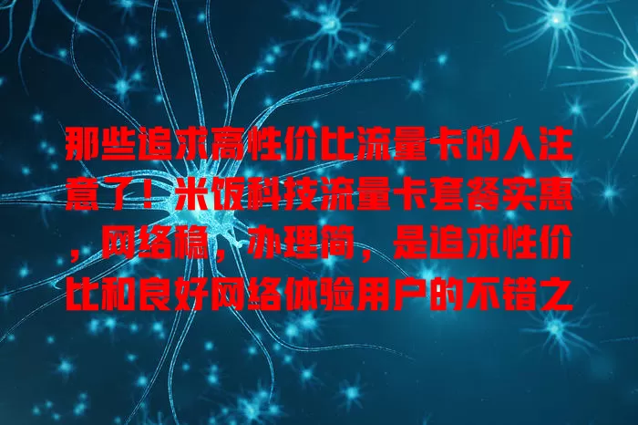 那些追求高性价比流量卡的人注意了！米饭科技流量卡套餐实惠，网络稳，办理简，是追求性价比和良好网络体验用户的不错之选
