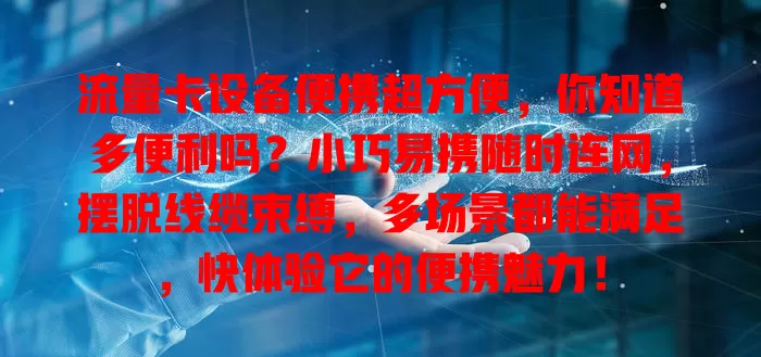 流量卡设备便携超方便，你知道多便利吗？小巧易携随时连网，摆脱线缆束缚，多场景都能满足，快体验它的便携魅力！