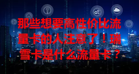 那些想要高性价比流量卡的人注意了！瑞雪卡是什么流量卡？
