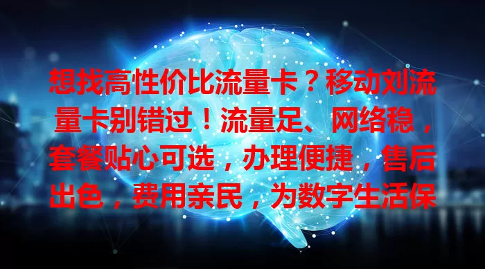 想找高性价比流量卡？移动刘流量卡别错过！流量足、网络稳，套餐贴心可选，办理便捷，售后出色，费用亲民，为数字生活保驾护航