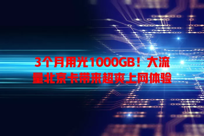 3个月用光1000GB！大流量北京卡带来超爽上网体验