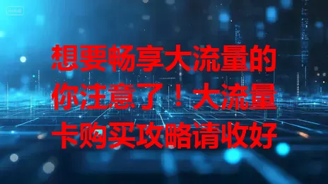 想要畅享大流量的你注意了！大流量卡购买攻略请收好