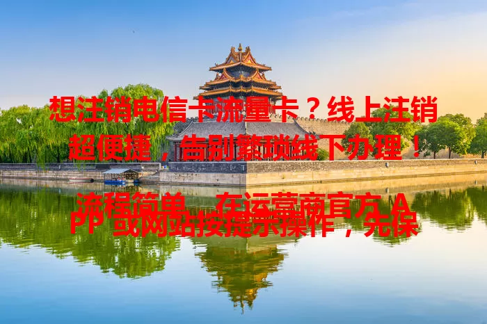 想注销电信卡流量卡？线上注销超便捷，告别繁琐线下办理！

流程简单，在运营商官方 APP 或网站按提示操作，先保证余额足，填信息验证，确认卡信息后提交申请等审核。注意卡内无欠费和未到期业务，轻松开启便捷通信生活。