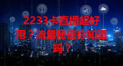 2233卡直播超好用？流量秘密你知道吗？