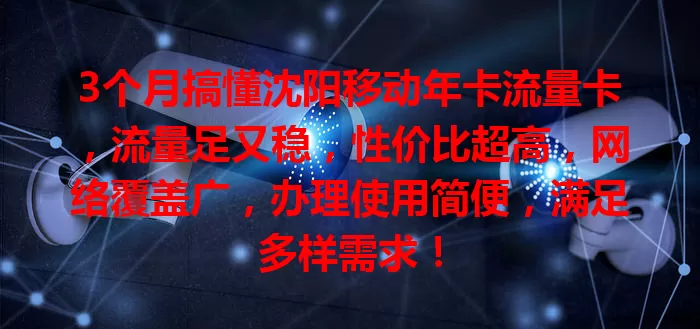 3个月搞懂沈阳移动年卡流量卡，流量足又稳，性价比超高，网络覆盖广，办理使用简便，满足多样需求！
