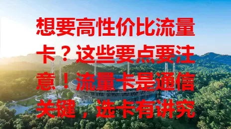 想要高性价比流量卡？这些要点要注意！流量卡是通信关键，选卡有讲究。有人求大流量，有人重通话，有人关心费用。市面上卡多，得关注流量额度规则、通话质量和费用，综合考量挑适配卡。