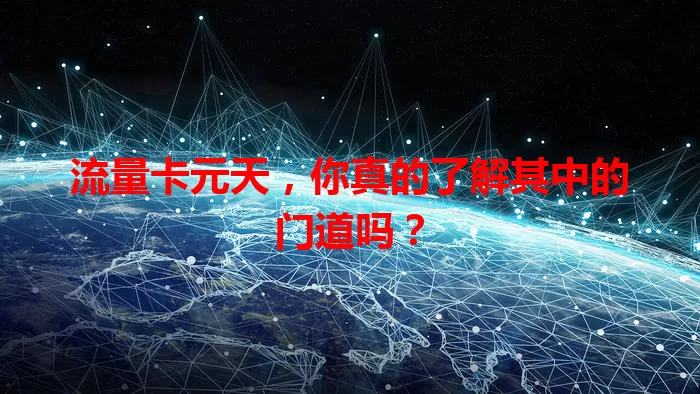 流量卡元天，你真的了解其中的门道吗？