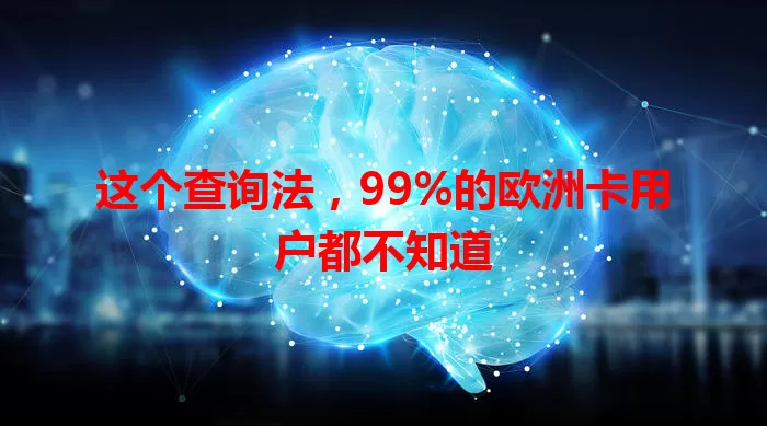 这个查询法，99%的欧洲卡用户都不知道