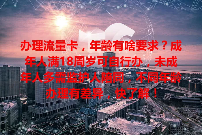 办理流量卡，年龄有啥要求？成年人满18周岁可自行办，未成年人多需监护人陪同，不同年龄办理有差异，快了解！