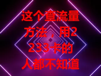 这个查流量方法，用2233卡的人都不知道？