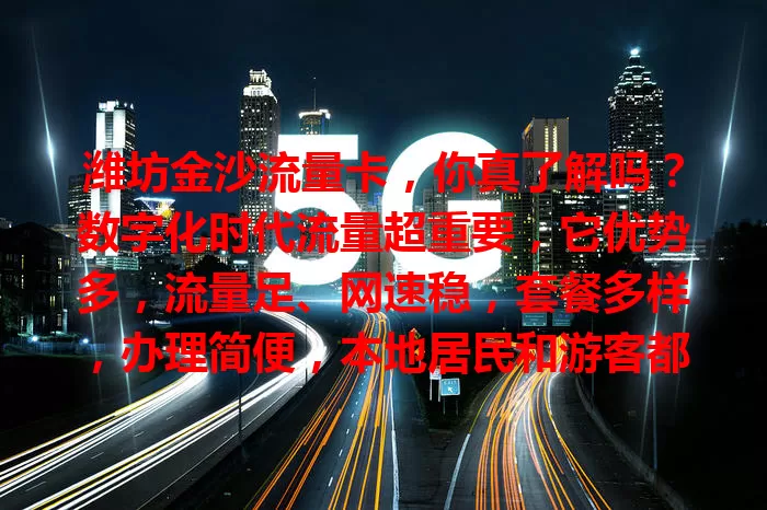 潍坊金沙流量卡，你真了解吗？数字化时代流量超重要，它优势多，流量足、网速稳，套餐多样，办理简便，本地居民和游客都能用，是潍坊金沙便捷上网好方案！