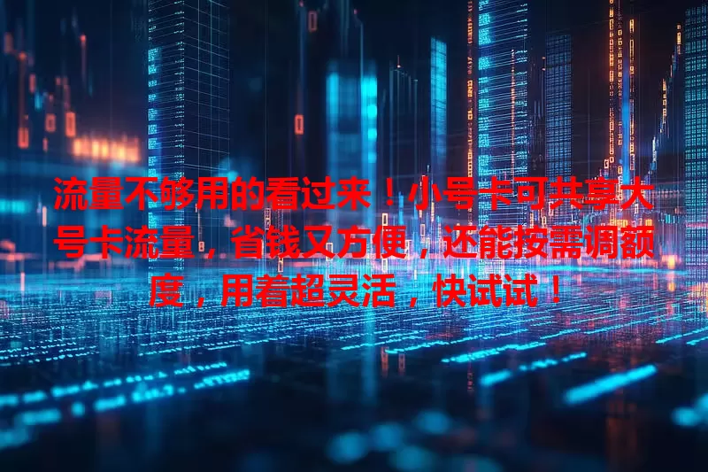 流量不够用的看过来！小号卡可共享大号卡流量，省钱又方便，还能按需调额度，用着超灵活，快试试！