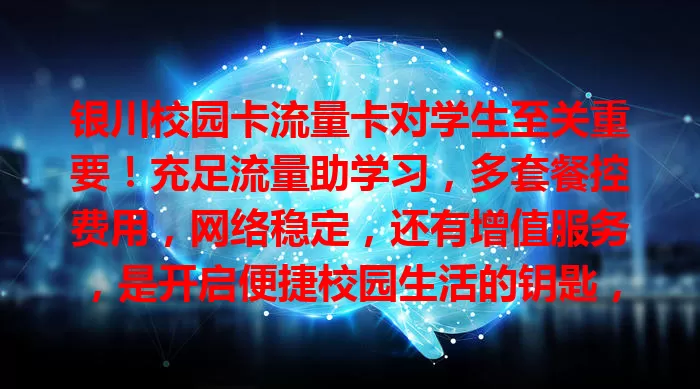 银川校园卡流量卡对学生至关重要！充足流量助学习，多套餐控费用，网络稳定，还有增值服务，是开启便捷校园生活的钥匙，快来了解！